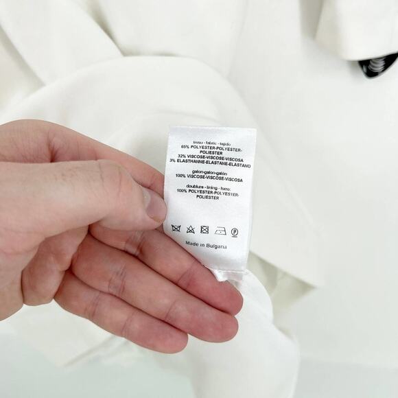 Sandro Paris White Long Sleeve Dress with Fringe Sleeve Detail - Size 1 (S) - Picture 5 of 8